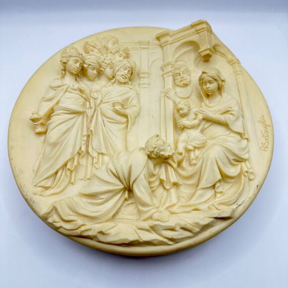 Adoration of Magi Alberto Santangela 1983 Alabaster Collector Plate Bradex VTG - Picture 1 of 5